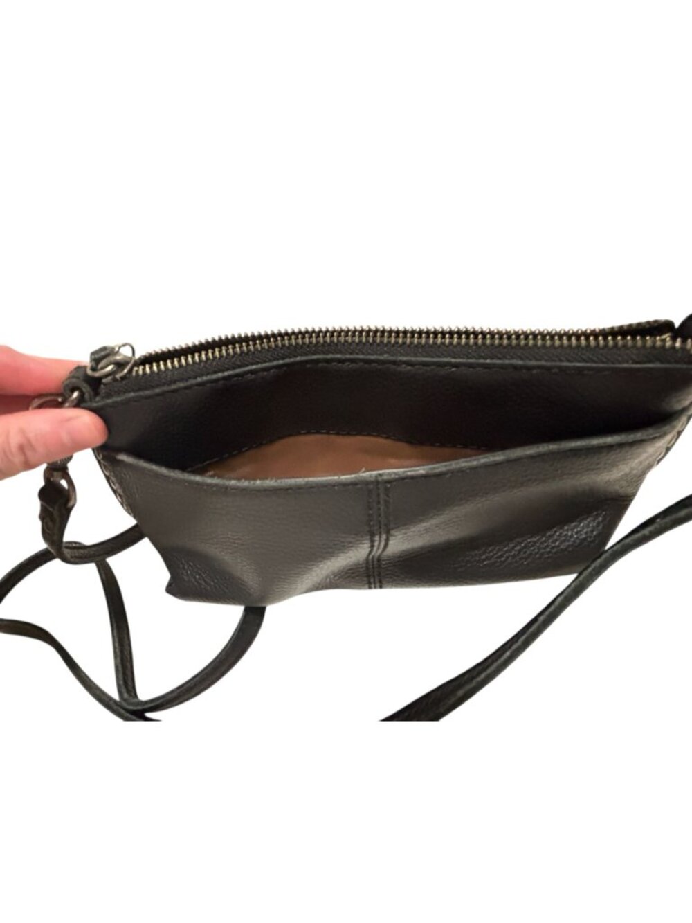 The Sak Black Leather Crossbody Bag Purse Studded Adjustable Removable Strap - Picture 7 of 10
